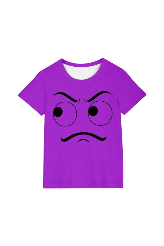 Toddler Girl 3T Clothing Kids Boys Girls Solid Color Funny Expression Print Short Sleeve Loose Comfortable T-Shirt Top Boys Summer Shirts