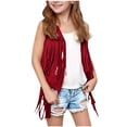 thumbnail image 1 of Auroural Toddler Girl Cardigan Fashion Solid And Boy' Casual Sleeveless Children Short Solid Faux Leather Outwear Blouse, 1 of 7