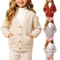 thumbnail image 1 of Auroural Toddler Girl Cardigan Sweater Children's Solid Color Casual Fashion Long Sleeve Round-Neck Blouses Tops Kids 0-4 Years, 1 of 7