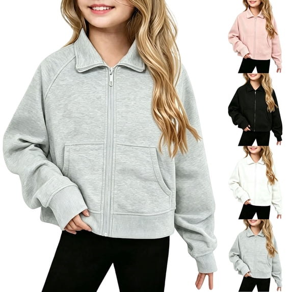 Auroural Toddler Girl Clothes 12-18 Months Children's Winter Long Sleeves Thick Zipper Cardigan Casual Sports Warm Jacket for Kids 1-14Y