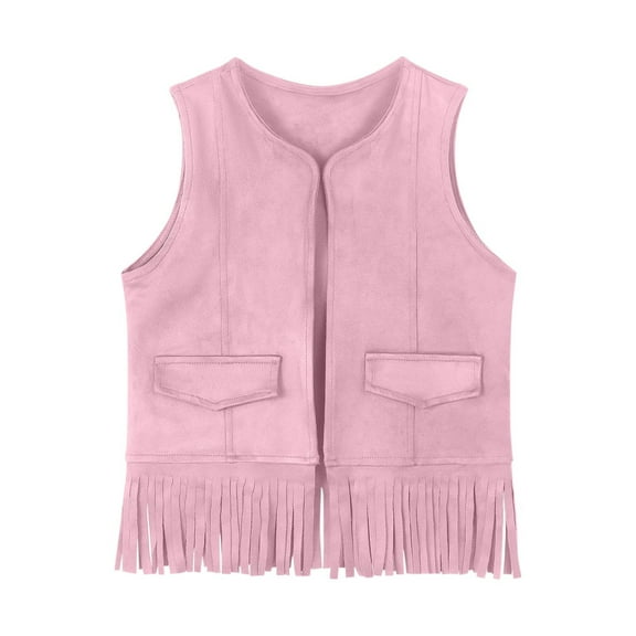 Auroural Toddler Girl Cowboy Vest Outfit Fashion Solid And Boy' Casual Sleeveless Children Short Solid Faux Leather Outwear Blouse