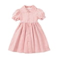 thumbnail image 1 of Auroural Toddler Girl Dresses 2T Children's Striped Lapel Short Sleeved Dress Girls' Summer Casual And Comfortable Dress 2-3 Years, 1 of 7