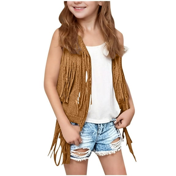 Auroural Toddler Girl Vest Outfit Fashion Solid And Boy' Casual Sleeveless Children Short Solid Faux Leather Outwear Blouse