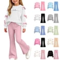 thumbnail image 1 of Auroural Toddler Girls 2 Piece Sets 5T Girls Bow Sweatshirt Crewneck Long Sleeve Pullover Top Girl's Heart Shaped Printed Top Flare Pants Two-Piece Set Kids Fall, Winter, Cute, Casual 5-15 Years, 1 of 9