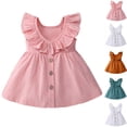 thumbnail image 1 of Auroural Toddler Girls Clothes 5T To 6T Summer Toddler Baby Girls Ruffle Sleeveless Dress Button Down Sundress Summer Casual Wear Dresses, 1 of 8