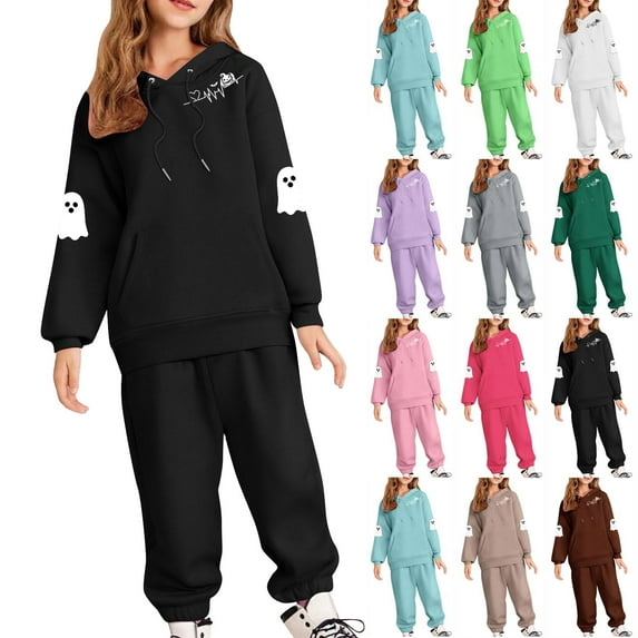 Auroural Toddler Girls Clothes 5T Winter Long Sleeved Set For Boys And Girls Hoodie Set For Children Hooded Sweatshirt Set For Children Two-piece Sweatshirt Sets Hot Pink 4 Years
