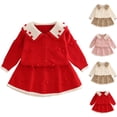 thumbnail image 1 of Auroural Toddler Girls Clothes Sets 3T Skirt Sets Toddler Girls Winter Girls' Knitted Sweater Set Children's Cardigan Two-piece Set Top And Skirt 3-4Years, 1 of 3