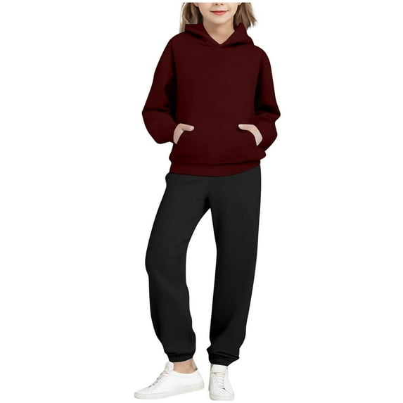 Auroural Toddler Girls Sweatsuit Size 2T Toddler Boys Sweatsuits 2 Piece Children's Solid Color Long-sleeved Casual Sports Hoodie Long-sleeved Hooded Top + Two-piece Set With Elastic Waist 2 Years