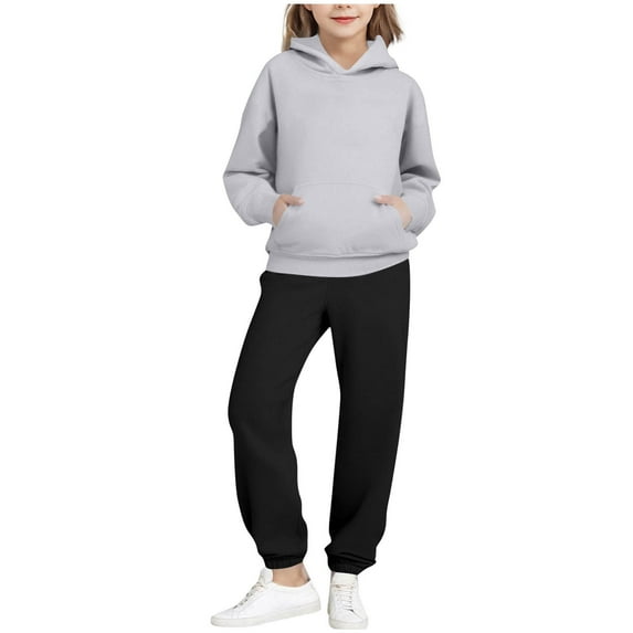Auroural Toddler Girls Sweatsuit Size 2T Toddler Boys Sweatsuits 2 Piece Children's Solid Color Long-sleeved Casual Sports Hoodie Long-sleeved Hooded Top + Two-piece Set With Elastic Waist 2 Years