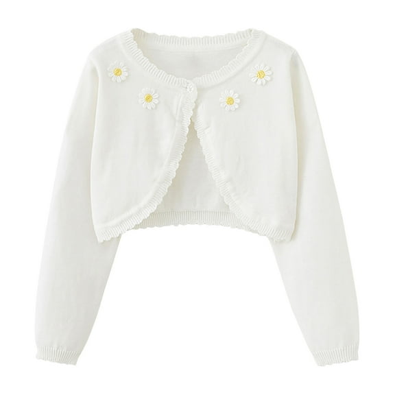Auroural White Cardigan Toddler Girls Toddler Kids Baby Girls Fashion Cute Color Long Sleeved Thin Style Button Cardigan Coat