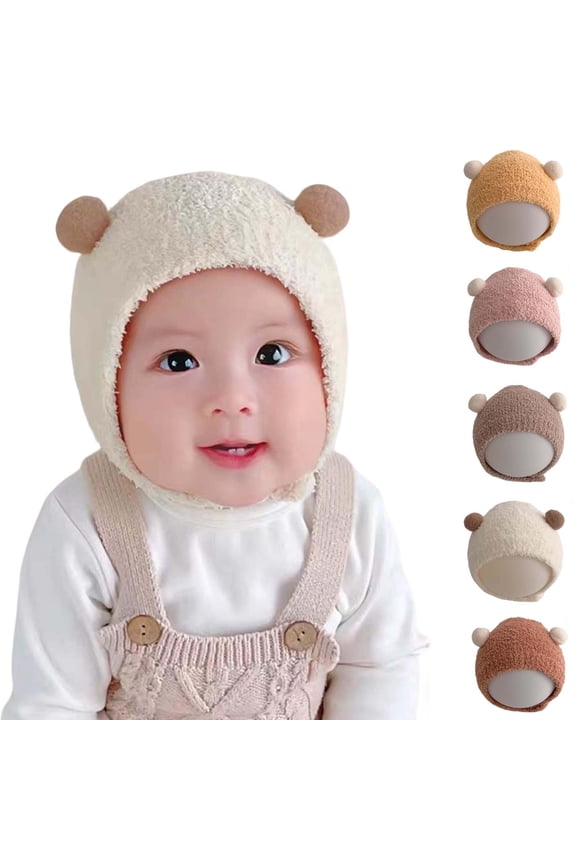 Winter Hats for Kids Knit Hats for Kids Baby Ear Protection Hat Knitted And Warm For Fall And Winter Solid Color Hat For Young Babies Khaki