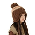 thumbnail image 1 of Auroural Winter winter hats for Girls Knit winter hats for Kids Ear Flaps Children's Winter Windproof And Cold-proof Pullover For Boys And Girls Outdoor Warm Ear Protection Wool Ball Knitted Hat, 1 of 4