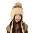 thumbnail image 1 of Auroural Winter winter hats for Kids Knit Hat with Ear Protection Children's Winter Windproof And Cold-proof Pullover For Boys And Girls Outdoor Warm Ear Protection Wool Ball Knitted Hat Beige, 1 of 5