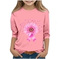 thumbnail image 1 of Auroural Big Girls Long Sleeve Shirts Children's Print 3/4 Sleeve /Three Quarter Round Neck Bottom Shirt And Top For Kids Pink, 1 of 4