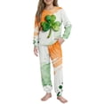 thumbnail image 1 of Auroural girls clothes 10-12 outfits under $21 St. Patrick's Day Printed Long Sleeved Shirt And Pants Set For Boys And Girls, 1 of 9