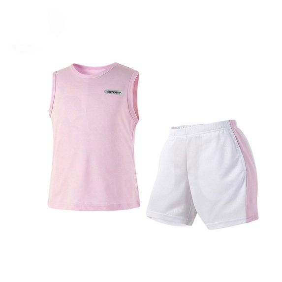 Auroural girls clothes size 6 outfits Children's Round-Neck Sleeveless Breathable Top With Elastic Waist Shorts - Medium To Large Youth Sports Set