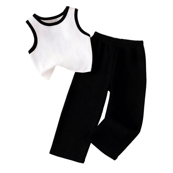 Auroural girls clothes outfits Summer Sleeveless Waistcoat And Long Pants Two-piece Set For Kids