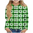 thumbnail image 1 of Auroural Girls Clothes Size 8-10 Girls Tops Size 8 Long Sleeve Children's St. Patrick Print Long Sleeved Round Neck Top Casual Pullover Base Shirt Light Blue, 1 of 4