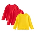 thumbnail image 1 of Auroural Girls Shirts Long Sleeve 8-10 Toddler Kids Boys Fashion Cute Solid Color Soft Long Sleeve Top Round Neck T-shirt Three Piece Set Red, 1 of 7