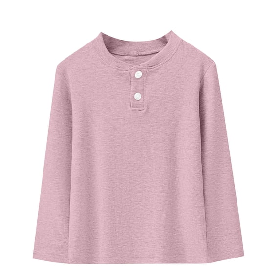 Auroural Girls Tops Size 6-7 Years Children's Solid-color Base Layer Versatile And Casual Base Layer Top Pink