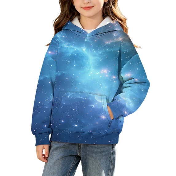 Auroural 5T Hoodies for Girls Toddler Girls Clothes 5T Girls Hooded Sweatshirt Kids Fashion Starlit Space Prints Long Sleeve with Pocket Pullover 3-14 Years for Girls Hoodie Girls Clothes