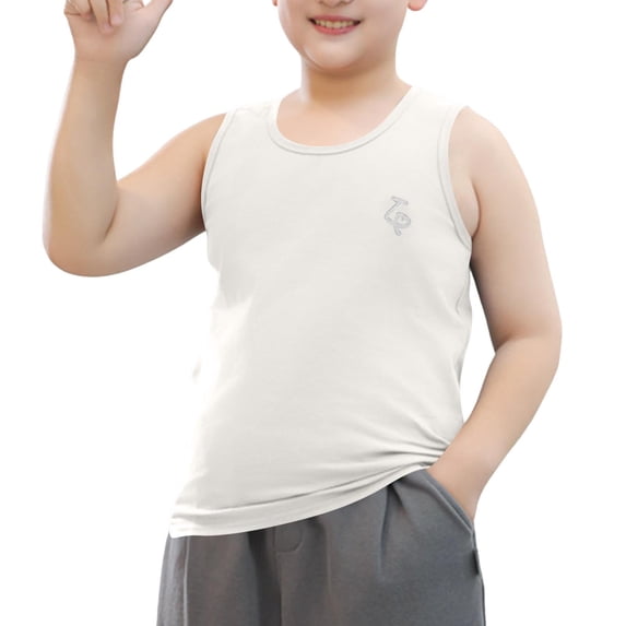 Auroural Summer Tops for Boys 13-14 Boys Tank Tops 12-14 Big Kid Boy Summer Solid Color Casual Loose Bottom Tank for Outerwear