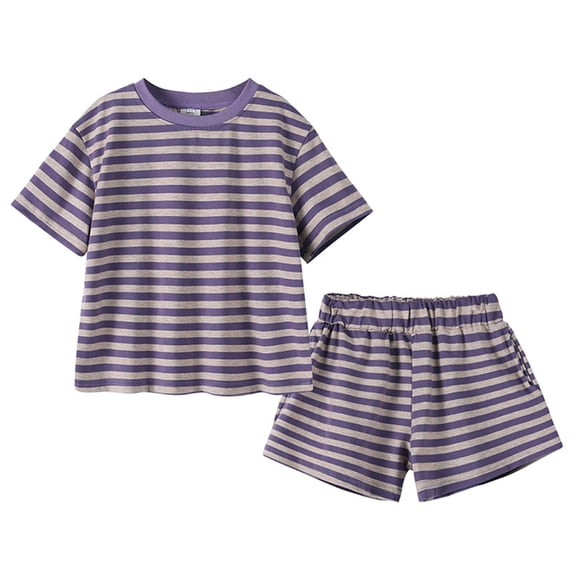 Auroural 2 Piece Sets for Boys Kids Clothes Sets for Boys Boys In Summer Fashionable and Personalized Striped Short Sleeve and Shorts Two Piece Set