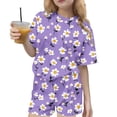thumbnail image 1 of Auroural Girls Clothes Size 10-12 Sets Girls 2 Piece Outfit Size 10-12 Children's Summer Printing Leisure Round Neck Short Sleeves Top and Shorts Two-Piece Set for Kids, 1 of 8