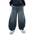 thumbnail image 1 of Auroural Baggy Jeans for Boys Size 13 Boys' Fashionable Loose Elastic Waist Jeans Casual Versatile Straight Leg Jeans Denim Pants Blue, 1 of 8