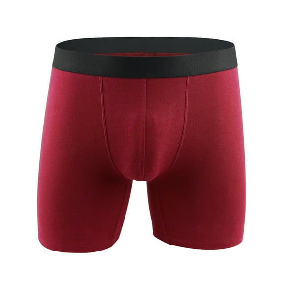 Auroural mens underwear mens underwear boxer briefs Men's Underwear Large Size Fatty Men's Underpants Extra Long Sport Solid Color RedL