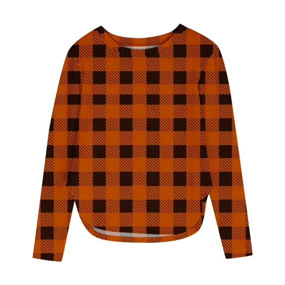 Auroural Shirts for Girls Long Sleeve Long Sleeve Printing Shirts Kids Hem Side Slit Soft Tunic T-Shirts 3-12 Years Orange