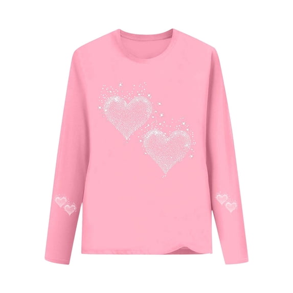 Auroural Shirts for Girls Size 8 Long Sleeve CUHK Printed Round Neck Top For Spring And Summer Casual Pullover Boys And Girls Long Sleeved Base Shirt Pink
