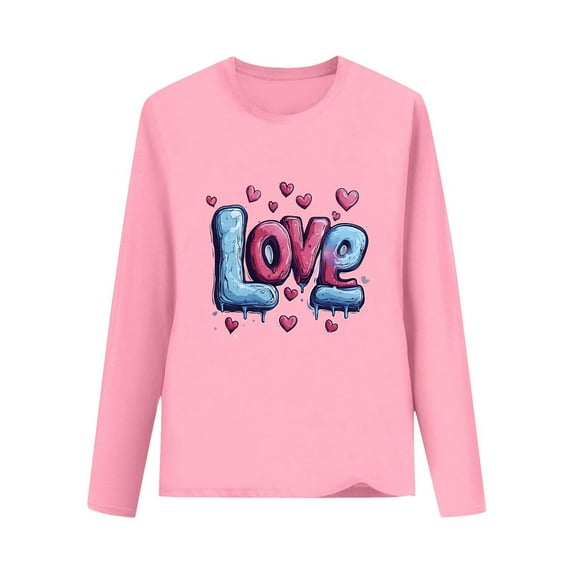 Auroural Shirts for Girls Size 8 Long Sleeve CUHK Printed Round Neck Top For Spring And Summer Casual Pullover Boys And Girls Long Sleeved Base Shirt Pink