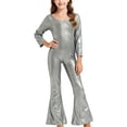 thumbnail image 1 of Auroural toddler girl clothes 3t 3t toddler girl jumpsuits Children's Stylish Sequins Dance Party School Performance Long Sleeves Round Neck Trousers Flared Pants Party Festival Conjoined Clothes, 1 of 5