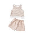 thumbnail image 1 of Auroural toddler girl clothes 4t sets Children's Summer Solid Color Comfortable Short Sleeve Round-Neck Blouses Sets For Kids, 1 of 9