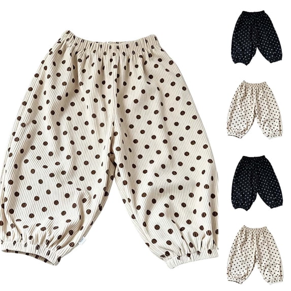 Auroural Toddler Girls Sweat Pants 3T Children's Point Print Pants with Elastic Waistband Loose Fitting Pants with Pockets