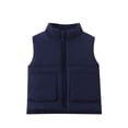 thumbnail image 1 of Auroural winter coats for kids girls Fall And Winter Children's Solid Color Quilted Top Boys And Girls Thickened Warm Fashionable Down-filled Top Casual Sleeveless Outer Wear Jacket,0-8Years Navy 120, 1 of 3