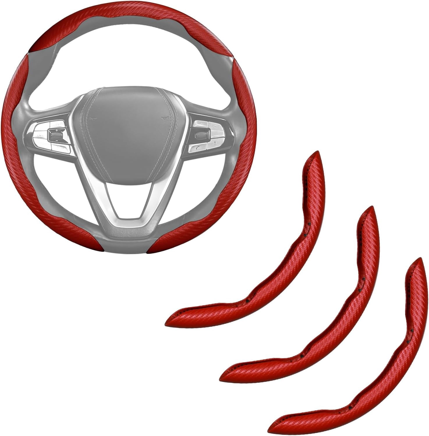 Aurovault Carbon Fiber Steering Wheel Cover, 3PCS Snap-On Anti-Slip Wrap, Universal  Car Steering Wheel Protector, Easy Install Interior Accessories