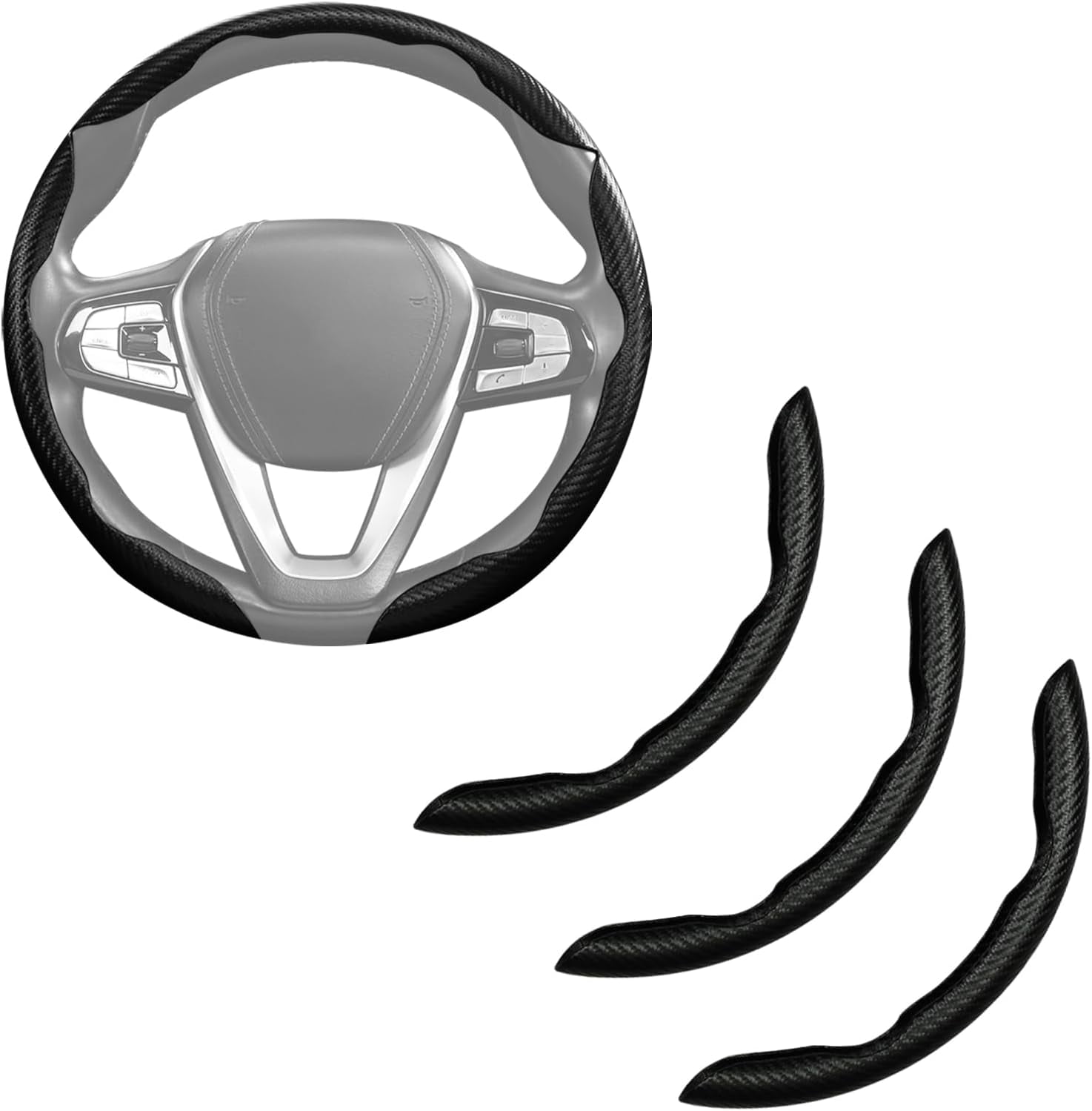 Aurovault Carbon Fiber Steering Wheel Cover, 3PCS Snap-On Anti-Slip Wrap, Universal  Car Steering Wheel Protector, Easy Install Interior Accessories