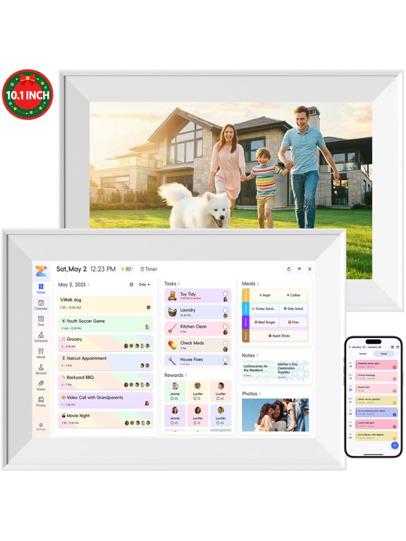 Digital Calendar 10.1" Smart Chore Chart & Wall Planner,Touchscreen Interactive Display for Family,Meals Planner,Real-Time Schedule Sync,Gifts for Women Men