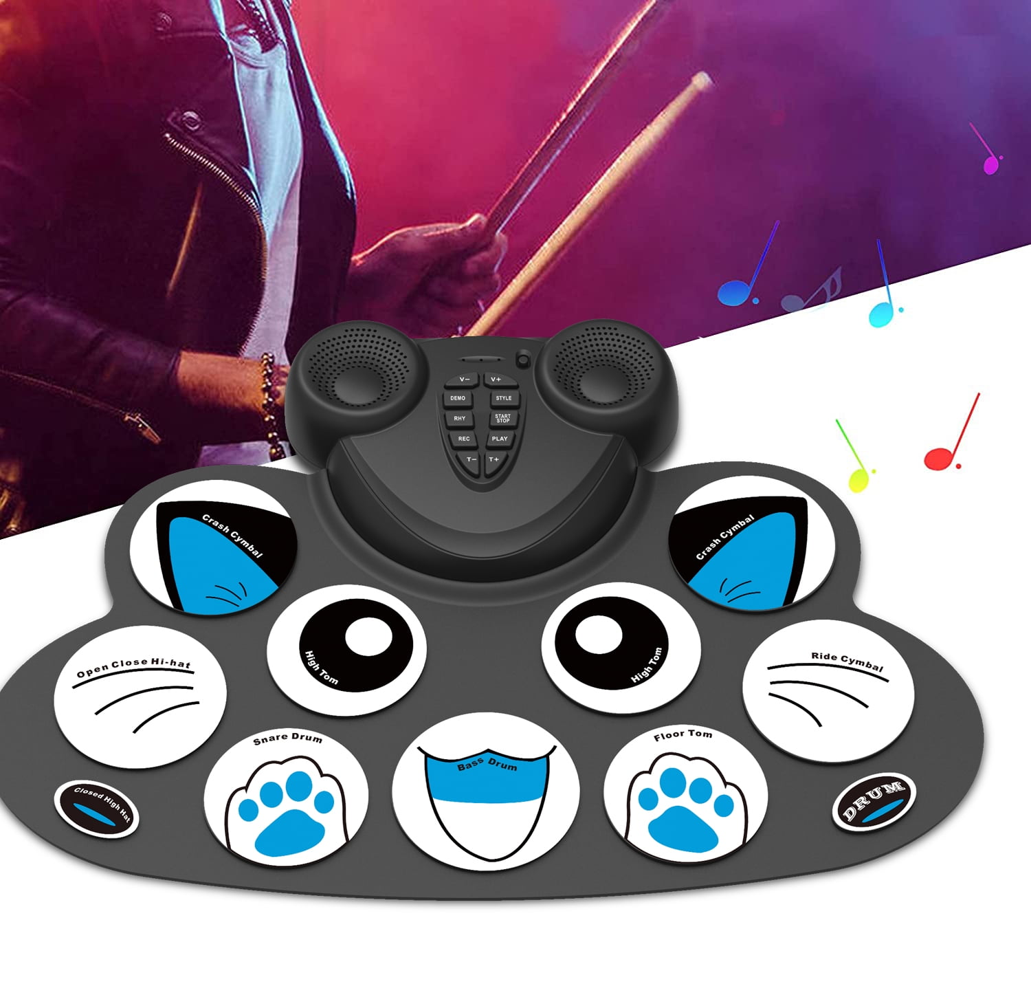 Aursear 9 Pads Electronic Drum Sets Kit for Kids Adults,with Headphone Jack & Speaker