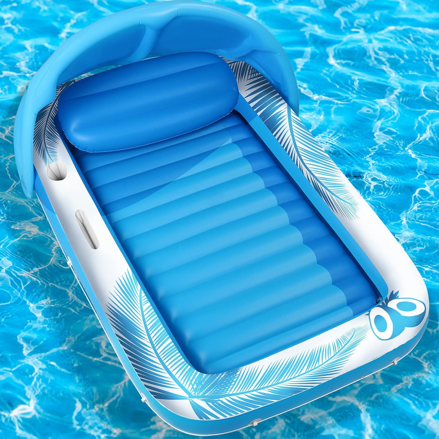 Aursear Inflatable Tanning Pool Lounger Float, Pool Floats with Shade