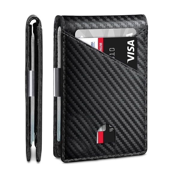 Gmdisc Wallet for Men Slim, Leather Mens Wallet RFID Blocking Credit Card Holder with Money Clip
