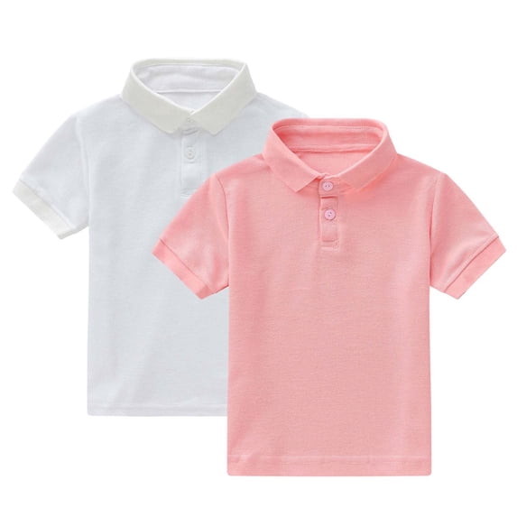 Aursykel 2 Piece Boys Kids Shirt Tops Short Sleeve Shirts Casual Stylish Solid Color Collared Clothes with Button