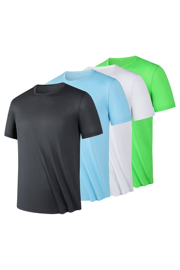 4 Pack Mens Casual Tee Tops Comfy Breathable Crew Neck T Shirts Short Sleeve Basic Shirt Top for Men