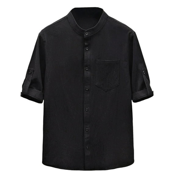 Aursykel 5XL Men's Big and Tall Shirt Casual Short Sleeve Shirts for Men Solid Color Button Down Tops with Pockets