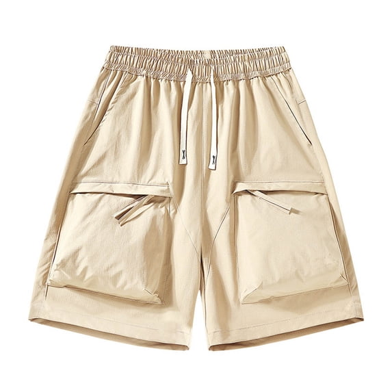 Aursykel Big and Tall Cargo Shorts for Men Quick Dry 5 Inch Pants Drawstring Elastic Waist Casual Hiking Shorts