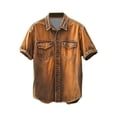 thumbnail image 1 of Klisyaur Big and Tall Shirts for Men Casual Short Sleeve Collared Shirt Button down Tops with Pockets Vintage Solid Color Top, 1 of 5