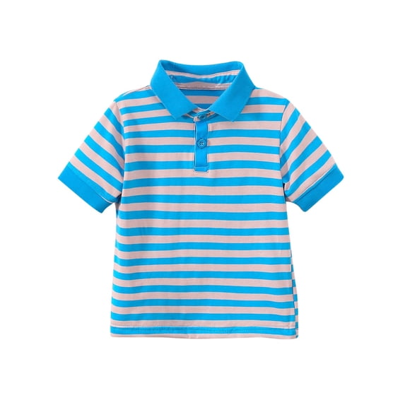 Klisyaur Boys Kids Striped Shirt Tops Summer Casual Stylish Collared Top Clothes with Button Short Sleeve Shirts