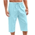 thumbnail image 1 of Klisyaur Capri Pants for Men Comfort Casual Stylish Pant Summer Beach Shorts with Drawstring Elastic Waist, 1 of 5